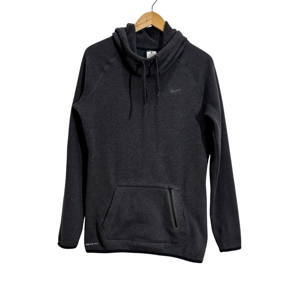 Nike Men L Therma Fit Gray Pullover Hoodie Pouch Pocket Athletic Athleisure